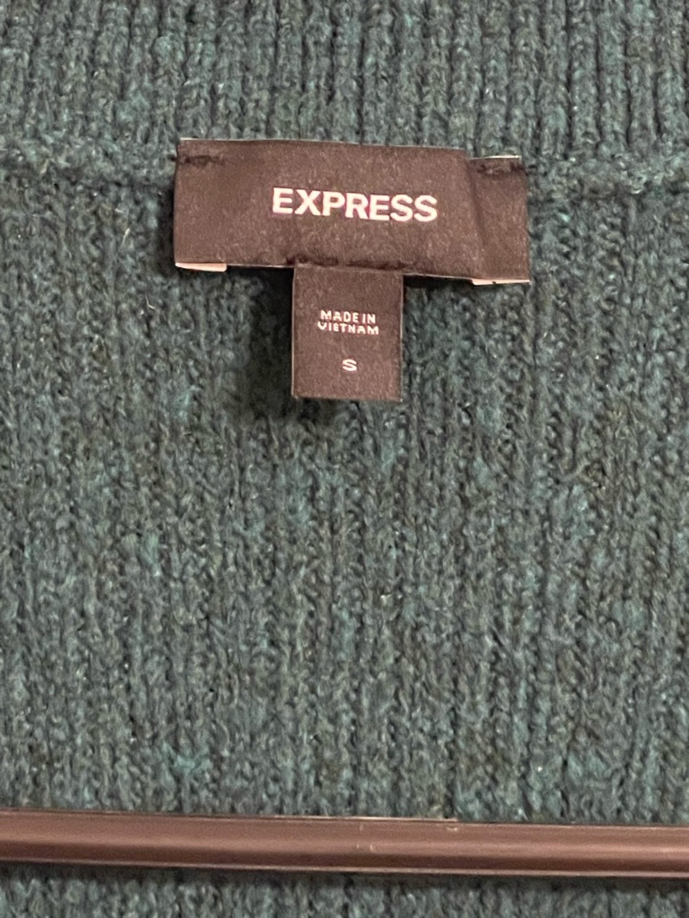 Express Dark Green Ribbed Button-Up Cardigan - Picture 2 of 6